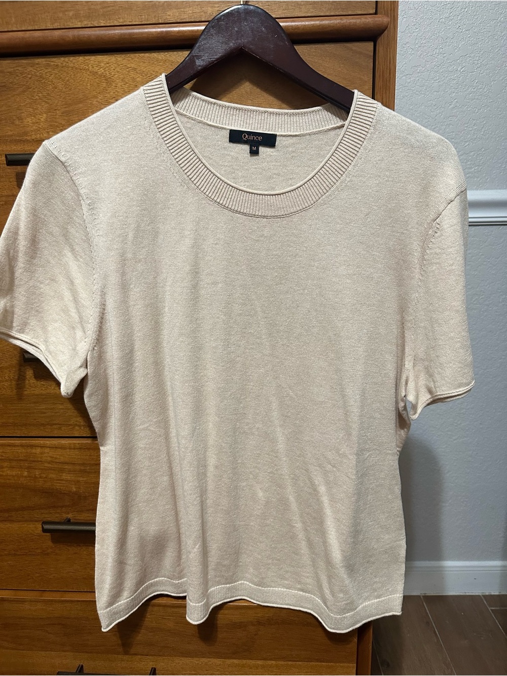 Quince Cream Short Sleeve Knit Tee